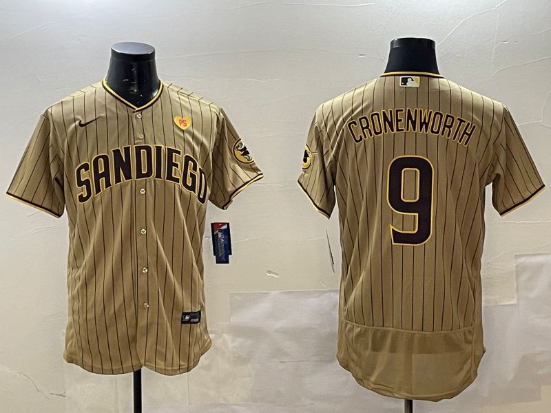 Men San Diego Padres #9 Cronenworth Brown Stripe Elite 2025 Nike MLB Jersey style 6